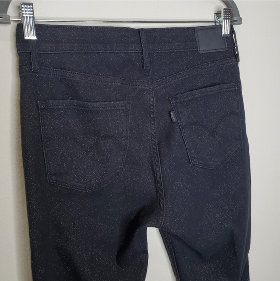 Levi's Black Glitter Metallic 721 High Rise Skinny Jeans - Picture 7 of 12